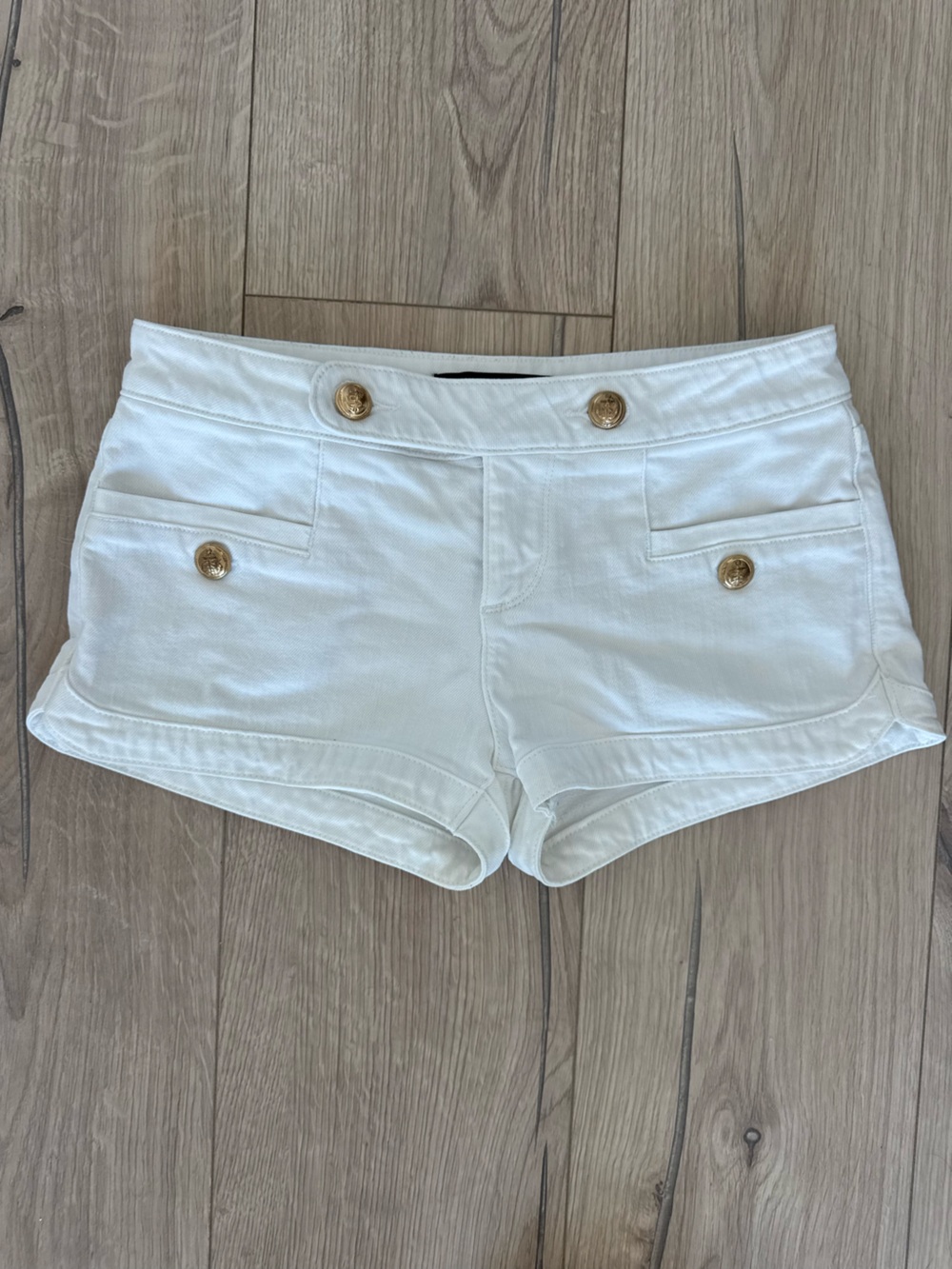 Juicy Couture White Sailor Shorts Gold Button Detail Size XS